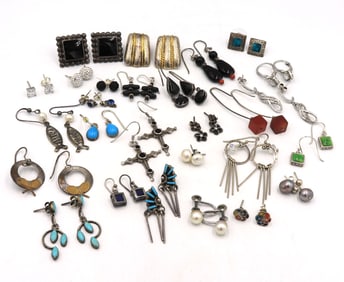 Group lot of vintage 925 sterling silver earrings