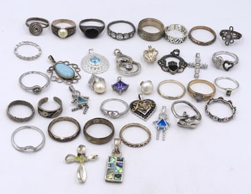 Group lot of Vintage 925 sterling silver Mis Jewelry