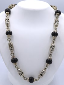 Vintage 925 sterling silver signed fancy link necklace