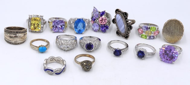Group lot of Vintage 925 sterling silver rings