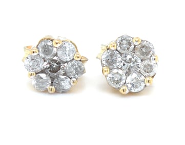 10kt Yellow gold diamond cluster earrings