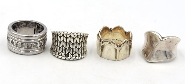 Group lot of 4 Vintage 925 sterling silver rings
