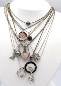 Group lot of 10 Vintage 925 sterling silver necklaces