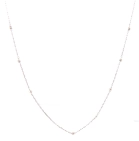 18kt White gold adjustable chain with bead stations
