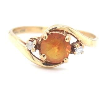 10kt Yellow gold orange quartz ring