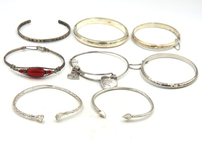 Group lot of Vintage 925 sterling silver bangles
