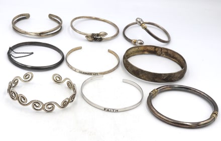 Group lot of Vintage 925 sterling silver bangles