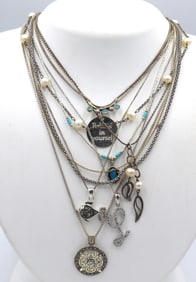 Group lot of Vintage 925 sterling silver necklaces