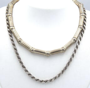 Group lot of 2 Vintage 925 sterling silver necklaces