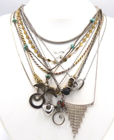 Group lot of Vintage 925 sterling silver necklaces