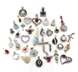Group lot of Vintage 925 sterling silver pendants and charms