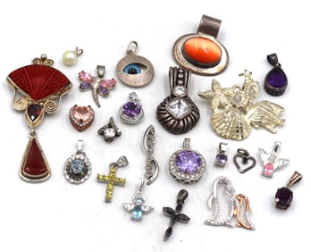 Group lot of Vintage 925 sterling silver pendants