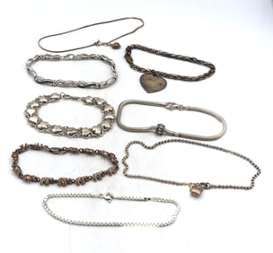 Group lot of 8 Vintage 925 sterling silver bracelets