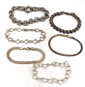 Group lot of 6 Vintage 925 sterling silver bracelets