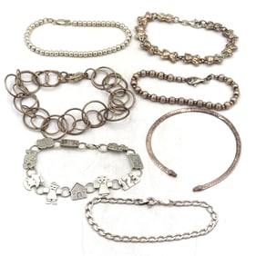 Group lot of 7 Vintage 925 sterling silver bracelets