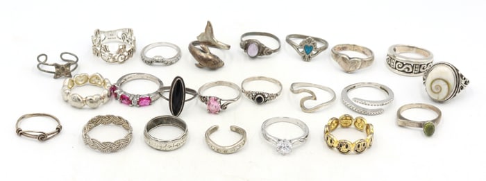Group lot of Vintage 925 sterling silver rings