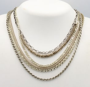 Vintage 925 sterling silver group lot of 6 chain necklaces