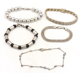 Vintage 925 sterling silver group lot of 5 bracelets