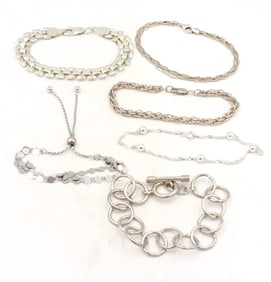 Group lot of 6 Vintage 925 sterling silver bracelets