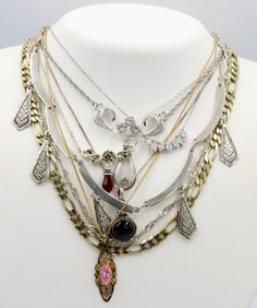 Group lot of 8 Vintage 925 sterling silver necklaces