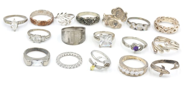 Group lot of Vintage 925 sterling silver rings