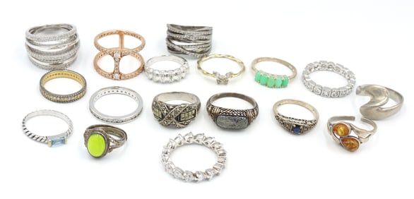 Group lot of Vintage 925 sterling silver rings