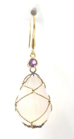 10kt Yellow gold Chrysophase and Amethyst dangle earrings