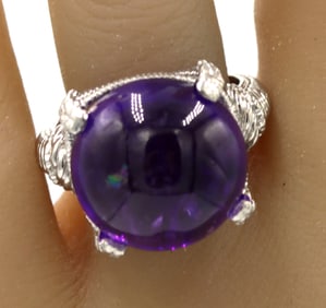 Judith Ripka Cab amethyst ring in 925 sterling silver