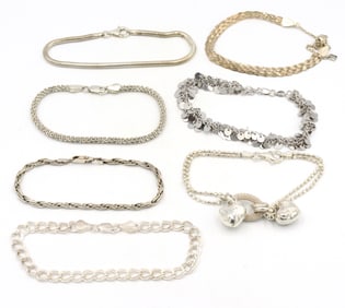 Group lot of 7 Vintage 925 sterling silver bracelets