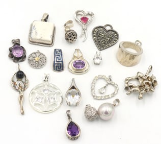 Group lot of Vintage 925 sterling silver pendants