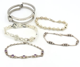 Group lot of 5 Vintage 925 sterling silver bracelets