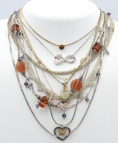 Group lot of 11 Vintage 925 sterling silver necklaces