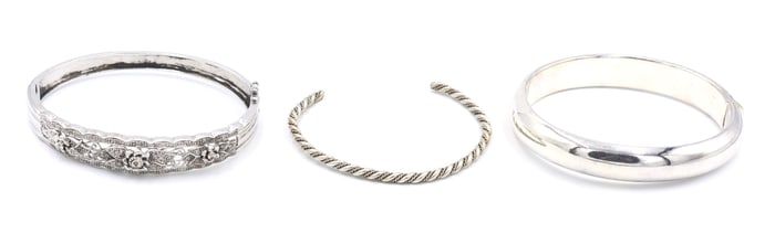 Group lot of 3 Vintage 925 sterling silver bangles