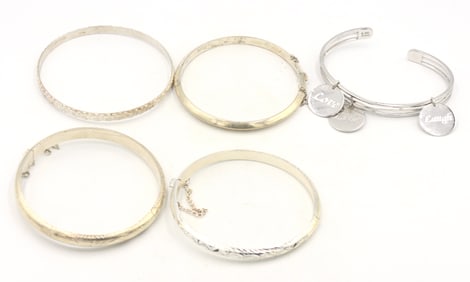 Group lot of 5 Vintage 925 sterling silver bangles