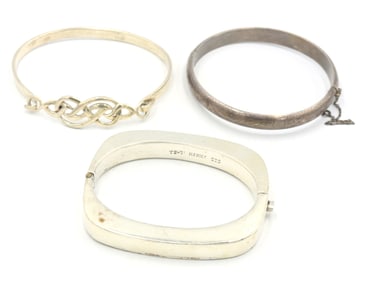 Group lot of 3 Vintage 925 sterling silver bangles