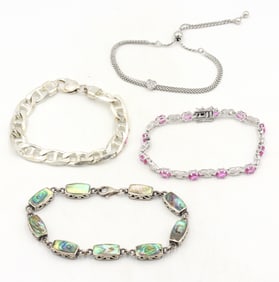 Group lot of  vintage 925 sterling silver bracelets