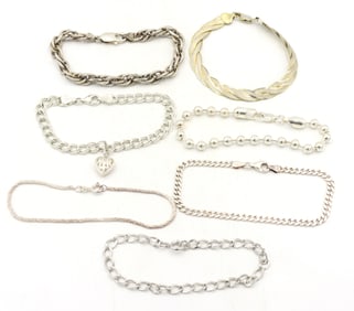 Group lot of 7 Vintage 925 sterling silver bracelets
