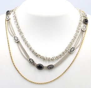 Group lot of 3 Vintage 925 sterling silver necklaces