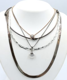 Group lot of 5 Vintage 925 sterling silver necklaces