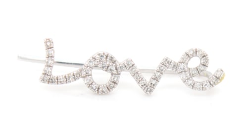 14kt White gold diamond Love ear climber