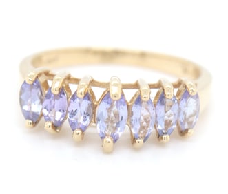 10kt Yellow gold 7 marquise amethyst band