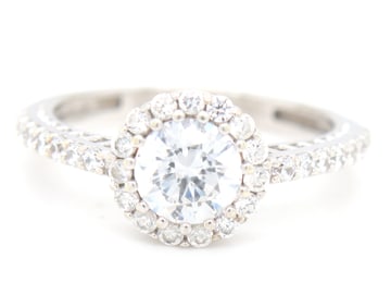 9kt White gold cubic zirconia engagement ring