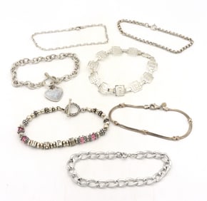 Group lot of 7 Vintage 925 sterling silver bracelets