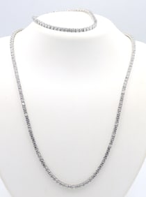 Set of 925 sterling silver cubic zirconia tennis necklace and bracelet