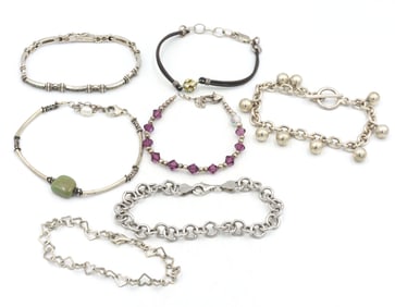 Group lot of 7 Vintage 925 sterling silver bracelets
