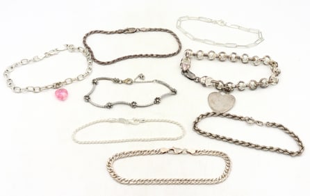 Group lot of 8 Vintage 925 sterling silver bracelets