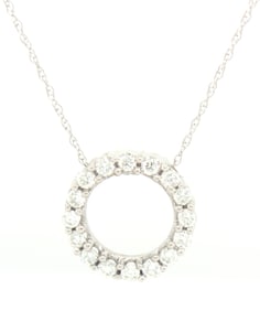 14kt White gold 0.50ctw diamond circle pendant on chain