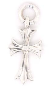925 Sterling silver Chrome heart cross pendant