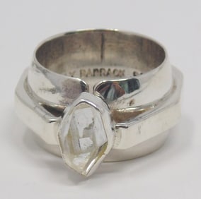 Stylish Sterling Silver Lilly Barrack Crystal Ring