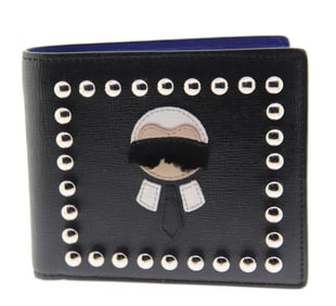 Chic Fendi Karlito Bi-Fold Black Leather Wallet